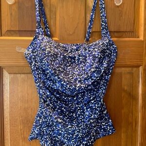 Blue and White Patterned Swimsuit LL Bean